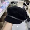 Sombrero de Pescador Grueso de Algodón Cepillado Cálido Otoño e Invierno para Mujer Versátil Resistente Sombrero de Copa Plana Boina Adelgazante Sombrero Cubo Moderno