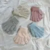 Guantes Infantiles Estilo Coreano Sencillos Color Puro Medianos y Grandes Invierno al Aire Libre Cálidos Cinco Dedos Suaves Cerosos Resistentes al Frío para Niños y Niñas
