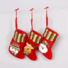 Calcetines de decoración navideña de lino no tejido, terciopelo dorado, calcetines pequeños para niños, dulces, bolsa de regalo pequeña, colgante de árbol de Navidad