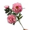 Arranjo floral de peônia creme de 3 cabeças personalizado para casamento, decoração floral, guia de corredor, arte floral de alta qualidade para casa