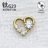 Brincos de Liga de Titânio G23 com Coração Vazado Cravejado de Zircônia, Piercings de Lábio, Brincos de Coração com Rosca Interna, Joias para Piercing