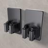 Clip para mopa color gris pistola para colgar en la pared del baño, acero inoxidable, colgador fijo para escoba, gancho de pared multifunción sin perforación
