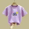 Camiseta de Manga Corta de Algodón Puro para Niñas, Nuevo Estilo de Verano para Niñas, Ropa Popular de Verano para Niños, Top Holgado de Manga Media Estilo Coreano de Moda t