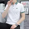 Camiseta de Verano Nueva Estilo Bordada Holgada para Hombre de Negocios Media Manga Cuello Camisero Manga Corta Camisa Polo Casual