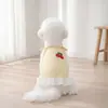 Saia de Renda com Cadarço de Cereja, Saia Xadrez Fashion, Saia de Renda com Estampa de Frutas Fofa, Roupa Respirável para Animais de Estimação para Primavera e Verão