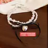 Collar de Cadena para Clavícula con Corazón de Metal y Perla, Lazo de Cinta, Estilo Dulce de Chica, Doble Capa, Lujo Ligero, Nicho, Gargantilla, Moderno