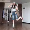 Shorts de Mezclilla Vintage de Cinco Puntos para Mujer, Verano de Cintura Baja, Diseño Holgado de Cinco Puntos, Pierna Ancha Recta, de Largo Medio
