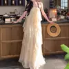 Em EstoqueRastro Leve Vestido de Renda Estilo Francês com Barra Larga, Estilo Delicado para Mulheres, Adequado para Férias, Vestido Bolo Emagrecedor