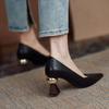 Tacones Altos de Punta Francesa para Mujer Primavera 2025 Nueva Llegada Moda Tacón Grueso con Forma Zapatos Exteriores para el Trabajo Pies No Cansados Zapatos Individuales