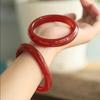 Pulsera de Ágata Roja Natural para Mujer, Pulsera Redonda de Calcedonia Tipo Hielo de Jade, Pulsera Simple de Dingdang, Pulsera de Jade, Cerámica de Jade, Artefacto Cultural