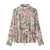 Camisa con Cinturón Estilo Europeo y Americano Transfronterizo 2026 Nueva para Mujer Estampado Floral Cintura Entallada 8023802 Pantalones de Campana 7836802
