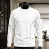 [Esencial de Otoño] Camiseta de Manga Larga con Cuello Redondo, Color Sólido Versátil de Corte Holgado para Hombre, Top Informal de Marca de Moda para Otoño
