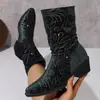 Comercio electrónico transfronterizo, talla grande, nueva colección otoño/invierno 2026, botines de tacón grueso para mujer, estilo europeo y americano, modernos y casuales, botas de moda versátiles