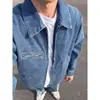 Jaqueta jeans vintage de alta qualidade para homens, nicho transfronteiriço, estilo high street americano outono e inverno, casaco curto lavado de corte solto
