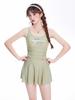 Traje de baño para mujer sexy de tirantes pecho pequeño cinturón almohadilla para el pecho conservador cubre vientre adelgazante viento puro deportes vacaciones aguas termales traje de baño