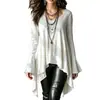 Top de manga longa, gola redonda, cor sólida, assimétrico, 2026, moda feminina, estilo europeu e americano, disponível para vendas transfronteiriças na Amazon, coleção outono/inverno, em estoque