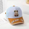 Boné de Malha com Proteção Solar para Meninos, Urso Bordado, Proteção Solar, Boné de Basebol, Novo Boné com Aba de Verão, Chapéu para Jardim de Infância