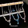 Conjunto de Joyería de Collar con Colgante de Gota de Agua y Pendientes de Circonita con Pedrería Europea y Americana Moda Versátil Temperamento Accesorios de Banquete Venta al por Mayor