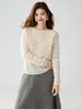 Cardigã de cashmere jacquard vazado estilo boho ombro a ombro 2026 outono novo malha fashion arejada para mulheres