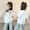 Camiseta de manga corta para niña 2026 nueva ropa de verano para niños algodón puro manga media ropa para niñas niños grandes top de verano Camiseta