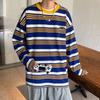 Otoño ins Super fuego estilo puerto camiseta de manga larga a rayas para hombre estilo coreano holgada para pareja versátil bf guapo suéter exterior