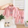 Roupas de Bebê Primavera e Outono Conjunto 2 Menino 1-3 Anos Estilo Ocidental Casual Colete com Letra Conjunto de Três Peças 4 Roupas Infantis 5