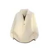 Suéter tejido de dos piezas de estilo casual para hombre con cuello de solapa, diseño versátil de bloques de color, moda de alta gama y corte holgado