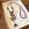Collar Ovalado de Cerámica Estilo Étnico, Cadena para Clavícula Retro Estilo Bohemio, Collar de Moda de Nicho de Gama Alta para Mujer