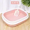 Caixa de Areia para Gatos no Atacado em Estoque, Caixa de Areia Oval Semi-Fechada à Prova de Respingos com Laterais Altas, Pá de Areia para Gatos Grátis, Vaso Sanitário para Gatos com Pá