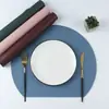 Mantel Semi-Circular Impermeable y Resistente al Aceite de Piel Sintética PU, Color Sólido, Mantel Aislante Térmico Estilo Ins, Artículos para Hotel y Hogar, Base para Plato