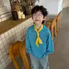 Camiseta de Algodón para Niños Cotton Shop Capa Base de Otoño Top Infantil Nuevo Estilo Coreano Rayas Suave Casual Moda Infantil 2026