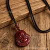 Pingente de Cabeça de Buda de Cinábrio Cru de Alto Teor, Buda Risonho, Buda da Medicina, Pingente de Buda Bebê para Homens e Mulheres