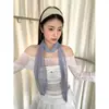 Bufanda de Seda Atmosférica con Puntos Morados Finos para Mujer, Nuevo Estilo Primavera y Verano, Bufanda de Cuello de Lujo, Bufanda Pequeña Versátil Estilo Coreano