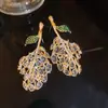 Ramas Plateadas Brillando con la Luz~ Pendientes Exquisitos de Hoja Hueca con Circonita, Pendientes Exquisitos para Vestido de Noche y Vestir, Pendientes de Lujo Ligero y Alta Gama