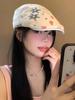 Sombrero de Pintor Primavera y Verano Estilo Japonés Graffiti Sombrero Progresivo para Mujer Estilo Coreano Combinable Showface Boina Pequeña Delgada Cabeza Grande