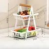 Cesto de Frutas de Bancada de 2/3 Níveis, Cesto Tigela de Frutas Portátil Organizador de Cozinha para Armazenamento e Sala de Jantar Frutas Legumes Lanches