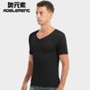 Camiseta de verano de seda de hielo sin costuras para hombre, de manga corta, color liso, con cuello en V y media manga, ropa interior fina y ajustada.