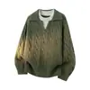 Nuevo Suéter de Punto para Hombre Otoño/Invierno 2026 Color Sólido Cuello Grande Jersey Falso de Dos Piezas, Top de Moda de Ajuste Holgado de Alta Gama