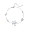Pulseira em prata de lei s925 com flor de madrepérola branca para mulheres, joias de nicho de cristal natural de luxo leve, acessórios ajustáveis atacado