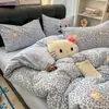 Conjunto de Cuatro Piezas de Algodón Puro Lavado con Estampado de Leopardo y Lazo Estilo Girly, Funda Nórdica 100% Algodón, Sábana Bajera, Juego de Cama de Tres Piezas 3
