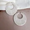 Pendientes trenzados de felpa y lana envuelta, redondos y coloridos, tejidos a mano, de alta gama, para mujer