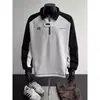 Moletom Polo Gola Lapela Meio Zíper Cor Contrastante Estilo Retrô Americano para Homens e Mulheres na Primavera e Outono Solto Nicho Estilo Preppy Jaqueta de Veludo