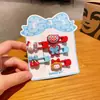 Novo Presilha de Cabelo Laço de Cabelo com Borboleta e Coração Azul e Vermelho Infantil Desenho Animado Acessório de Cabelo para Bebê Estilosa Presilha de Cabelo para Testa de Bebê