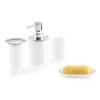 Conjunto de Cinco Peças para Banheiro de Bambu e Madeira Porta-Copo para Enxaguante Bucal Armazenamento de Itens de Banheiro Bandeja de Hotel Conjunto de Cinco Peças Atacado