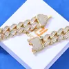 Hip-Hop Europeo y Americano Transfronterizo Cadena Cubana de Zirconia de Tres Filas en T de 18 mm Accesorios de Alta Gama Pulsera para Hombre Joyería de Moda