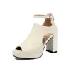 Sandalias de Boca de Pescado Tacones Altos 2025 Nueva Moda para el Trabajo Suela Gruesa Sandalias de Tacón Grueso Tallas Grandes 40-47 Zapatos de Exportación