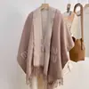 Bufanda nueva de otoño e invierno para mujer, doble cara de cachemira sintética, diseño de alta gama, cálida, versátil y con borlas