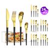 Venta caliente transfronteriza vajilla de acero inoxidable Serie Luna Creciente Cuchillo, tenedor y cuchara occidentales para 6 personas juego de 24 piezas traje de caja de color