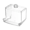 Nuevos Bastoncillos de Algodón Diamante Transparentes Cubierta de Bambú PS Portátil Redondo Largo Combinación Caja de Almacenamiento de Algodón Cosmético Escritorio