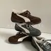 Zapatos Casuales de Cordones con Suela Gruesa Nueva Colección Primavera 2025 Color Bloqueado de Moda Piel de Oveja Negro Caramelo Plata Zapatos para Mujer